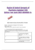 Test Bank for Kaplan and Sadocks Synopsis of Psychiatry Edition 12 All Chapters with Answers and Rationals