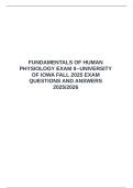  FUNDAMENTALS OF HUMAN PHYSIOLOGY EXAM II--UNIVERSITY OF IOWA FALL 2025 EXAM QUESTIONS AND ANSWERS 2025&sol;2026