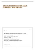 SPECIALTY CERTIFICATION EXAM QUESTIONS & ANSWERS&excl;&excl;