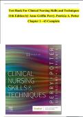 Full Test Bank for Clinical Nursing Skills and Techniques 11th Edition by Perry&comma; Potter&comma; Ostendorf&comma; and Laplante All Chapters Fully Covered With Questions And Answers&period;