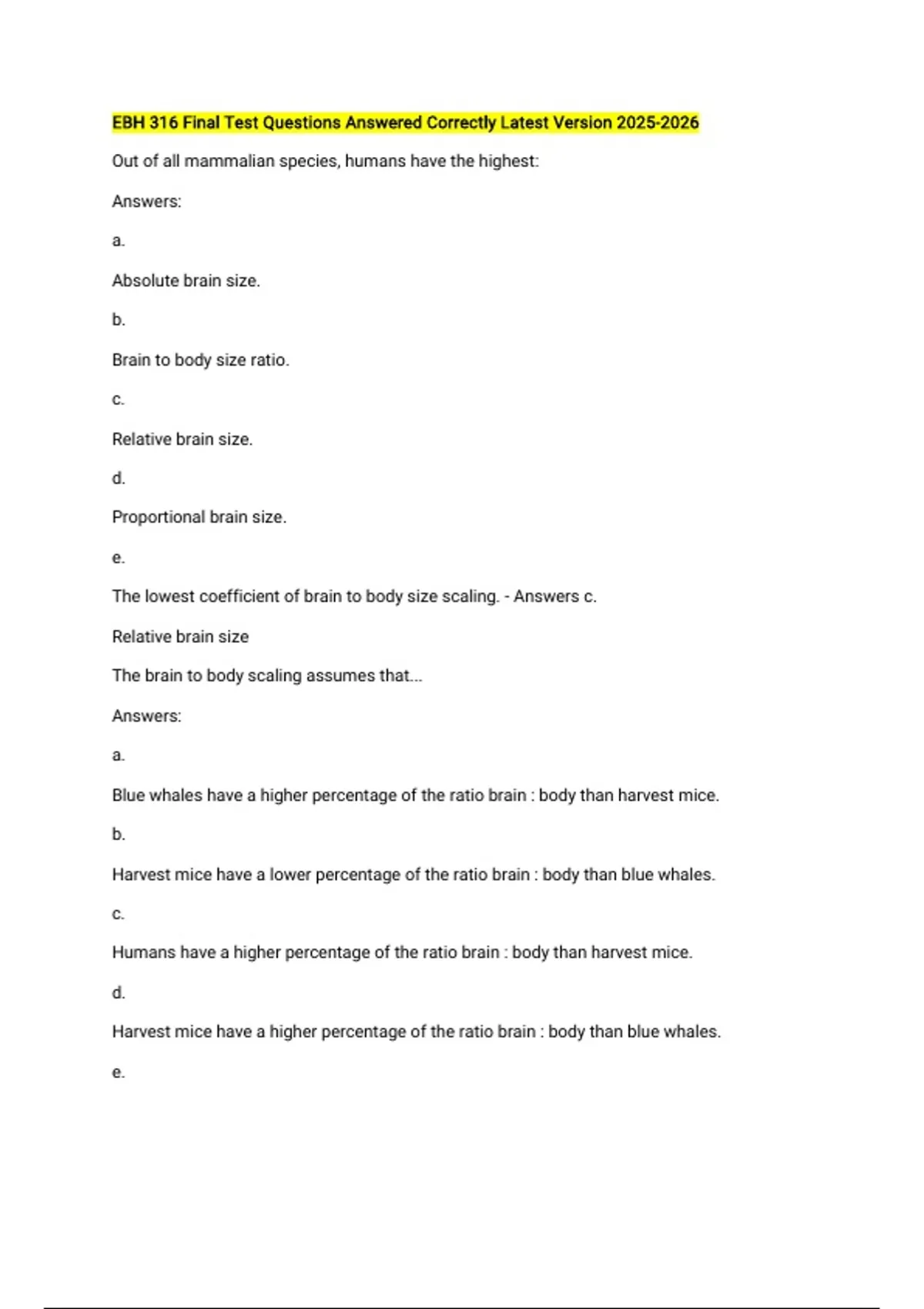 EBH 316 Final Test Questions Answered Correctly Latest Version - EBH ...
