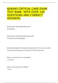 NUR445 CRITICAL CARE PACK EXAM PRACTICE QUESTIONS WITH CORRECT ANSWERS GRADED A&plus;