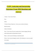 CLEP&colon; Analyzing and Interpreting Literature Exam 2026 Questions and Answers