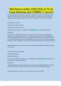 Med-Surge Cardiac UPDATED ACTUAL  Exam Questions and CORRECT Answers