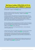Med Surg Cardiac UPDATED ACTUAL  Exam Questions and CORRECT Answers