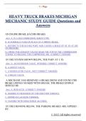 HEAVY TRUCK BRAKES MICHIGAN  MECHANIC STUDY GUIDE Questions and  Answers