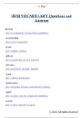 HESI VOCABULARY Questions and  Answers 