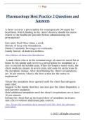 Pharmacology Hesi Practice 2 Questions and  Answers