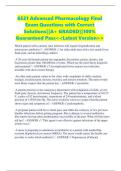 6521 Advanced Pharmacology Final Exam Questions with Correct Solutions&vert;&vert;A&plus; GRADED&vert;&vert;100&percnt; Guaranteed Pass<<Latest Version>>