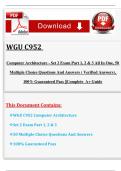 WGU C952 Computer Architecture - Set 2 Exam Part 1, 2 & 3 All In One, 50 Multiple Choice Questions And Answers ( Verified Answers), 100% Guaranteed Pass ||Complete A+ Guide