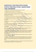 KENTUCKY PSI PRACTICE EXAM STATE PORTION STUDY QUESTIONS AND ANSWERS