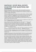KENTUCKY STATE REAL ESTATE EXAM PRACTICE QUESTIONS AND ANSWERS