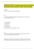 BIOD152 A&P 2 -Portage Learning Final Exam Questions with Answers 2025 Latest Update 