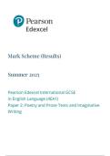 Pearson Edexcel International GCSE  June 4EA1 02R English Language A &lpar;Linear&rpar; Paper 2&colon; Poetry and Prose Texts and Imaginative Writing 2025 MARK SCHEME&period;