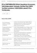 PCA-VERTEBRATES EXAM Questions & Answers&comma; Well Elaborated &vert; Already Verified Test &vert;100&percnt; Verified solutions &vert; 20252026 Latest&excl;&excl; PCA Vertebrates