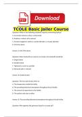 TCOLE Basic Jailer Course 2025 Questions and Answers &lpar;2025&sol;2026&rpar; &lpar;Verified Answers&rpar;