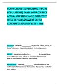 CORRECTIONS &lpar;SUPERVISING SPECIAL POPULATIONS&rpar; EXAM WITH CORRECT ACTUAL QUESTIONS AND CORRECTLY WELL DEFINED ANSWERS LATEST ALREADY GRADED A&plus; 2025 &ndash; 2026