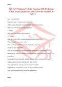 NR 327 Maternal-Child Nursing OB-Pediatrics Final Exam Questions and Answers Graded A+ 2025