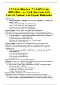 CNA Certification &lpar;NNAAP&rpar; Exam 2025&sol;2026 &ndash; Verified Questions with Correct Answers and Expert Rationales