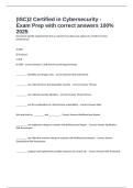 &lpar;ISC&rpar;2 Certified in Cybersecurity - Exam Prep with correct answers 100&percnt; 2025 