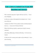 Unit 1&colon; Intro to Animal Care Exam 2026 Questions and Answers