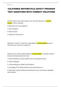 CALIFORNIA MOTORCYCLE SAFETY PROGRAM TEST QUESTIONS WITH CORRECT SOLUTIONS