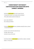 CHEMOTHERAPY BIOTHERAPY CERTIFICATION EXAM QUESTIONS WITH CORRECT ANSWERS