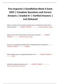 Fire inspector 2 Goodfellow Block II Exam 2025 &vert; Complete Questions and Correct Answers &vert; Graded A&plus; &vert; Verified Answers &vert; Just Released