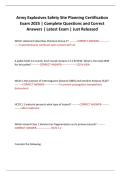 Army Explosives Safety Site Planning Certification Exam 2025 &vert; Complete Questions and Correct Answers &vert; Latest Exam &vert; Just Released