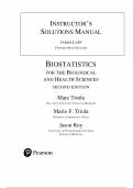 Solutions Manual For Biostatistics for the Biological and Health Sciences 2nd Edition By Marc Triola&comma; Mario Triola&comma; Jason Roy &lpar;All Chapters&comma; 100&percnt; original verified&comma; A&plus; Grade&rpar; Experts reviewed&excl;&excl;&excl;&excl;