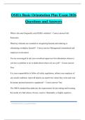 OSHA Basic Orientation Plus Exam 2026 Questions and Answers