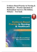 Evidence-Based Practice in Nursing & Healthcare&comma; 5th Edition  by Bernadette Mazurek Melnyk and Ellen Fineout-Overholt&vert;Complete Test bank&vert;Hundreds of questions with detailed rationalized answers covering all chapters&period;