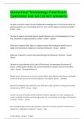 Biomedical Technology Final Exam Questions and All Correct Answers&period;