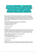 CLC Exam 2024&sol;2025 &ndash; Complete 200 Actual Questions with Detailed Verified Answers &lpar;ALPP Certified Lactation Counselor Study Guide&comma; Graded A&plus;&rpar;