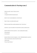 Communication in Nursing Exam 2 Questions and Answers