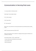 Communication in Nursing Final Exam Questions with Correct Answers