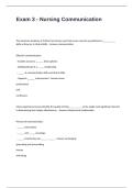 Exam 3  Questions and Answers- Nursing Communication