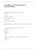 Foundations of Nursing Exam 2 Questions with Correct Answers - Communication