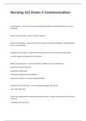 Nursing 101 Exam 2 Questions with Correct Answers- Communication