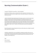 Nursing Communication Exam 1 Questions with Correct Answers