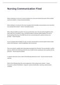 Nursing Communication Final Exam Questions with Correct Answers
