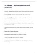 MTR Exam 1 Review Questions and Answers