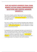 NUR 243&sol;NUR243 HONDROS FINAL EXAM NEWEST ACTUAL EXAM COMPREHENSIVE QUESTIONS AND VERIFIED ANSWERS GRADED A&plus; 