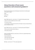 Sleep Disorders &lpar;Final exam&rpar; questions well answered graded A&plus;