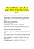  DDS MEDICATION CERTIFICATION EXAM QUESTIONS AND ANSWERS WITH LATEST UPDATED SOLUTIONS 2025