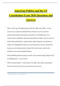 American Politics and the US Constitution Exam 2026 Questions and Answers