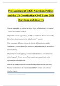 Pre-Assessment WGU American Politics and the US Constitution C963 Exam 2026 Questions and Answers