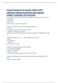 Surgical Equipment & Supplies EXAM LATEST UPDATED VERSION QUESTIONS AND VERIFIED CORRECT ANSWERS JUST RELEASED