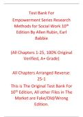 Test Bank for Empowerment Series Research Methods for Social Work 10th Edition By Allen Rubin&comma; Earl Babbie