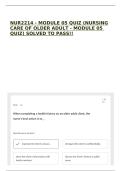 NUR2214 - MODULE 05 QUIZ &lpar;NURSING CARE OF OLDER ADULT - MODULE 05 QUIZ&rpar; SOLVED TO PASS&excl;&excl;